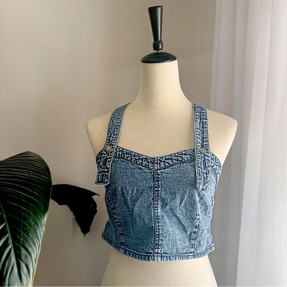 We the Free Free People We the Free Denim Strappy CropTop Tank - Picture 1 of 10